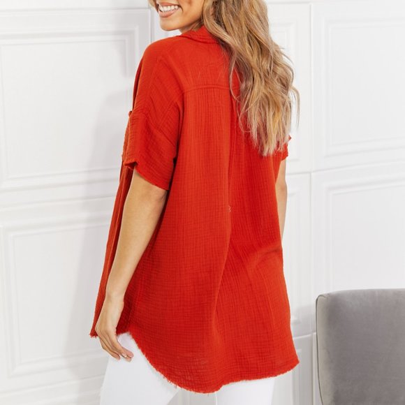 Zenana Outfitters Tops Zenana Full Size Summer Breeze Gauze Short